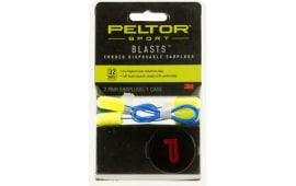 Peltor 97081 Sport Blast Earplugs 32 dB In The Ear Yellow Foam Ear Buds with Blue Cord for Adults 2 Pair