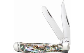 Case 12018 Trapper  Tiny 1.85"/1.92" Folding Clip Point/Spey Plain Mirror Polished Tru-Sharp SS Blade Smooth Abalone Handle