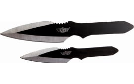 Uzi Accessories UZKTRW002 Throwing Knives  Fixed Spear Point Plain Black/Silver SS Blade/Black Stainless Steel Handle