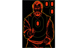 Birchwood Casey 34645 Shoot-N-C Bad Guy Self-Adhesive Paper Handgun Black/Red Silhouette Includes Pasters 5 Pack