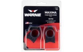 Warne 2TM Maxima Grooved Receiver Ring Set Fixed For Rifle Tikka Dovetail High 1" Tube Matte Black Steel