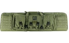 Bulldog BDT40-43G Tactical Single Rifle Case 43" Green Nylon with 3 Accessory Pockets & Deluxe Padded Backstraps Lockable Zippers