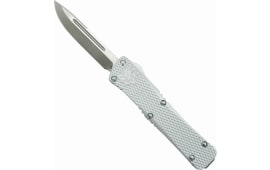 CobraTec Knives MKSILMDNS Mini Mamba  2.25" OTF Drop Point Plain D2 Steel Blade/Silver Aluminum Handle Includes Pocket Clip