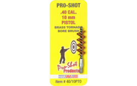 Pro-Shot 4010PTO Tornado Bore Brush 10mm Auto40 Cal Pistol #8-32 Thread Brass Spiral Wound Loop