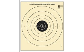 Action Target B8100 Competition NRA Time & Rapid Fire Bullseye Heavy Paper Hanging 25 yds Handgun 21" x 24" Black/White 100 Per Box