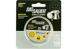 Sig Sauer Airguns AIRAMMOMATCHPB177500 Match  .177 Pellet Lead Flat Nose 500 Per Tin