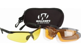 Walkers Game Ear GWPASG4L2 Sport Glasses Black Polymer Frame Polycarbonate Lenses Clear/Yellow/Amber/Brown