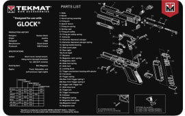 Tekmat R17GLOCK Glock Cleaning Mat Glock Breakdown 17" x 11" Black/White