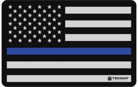 Tekmat R17POLICE Police Support Cleaning Mat Blue Line Flag 17" x 11" Black/Grey/Blue