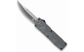 CobraTec Knives GYCTLWDNS Lightweight  3.25" OTF Drop Point Plain D2 Steel Blade/Gray Aluminum Handle Includes Pocket Clip