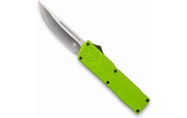 CobraTec Knives ZBGCTLWDNS Lightweight  3.25" OTF Drop Point Plain D2 Steel Blade/Zombie Green Aluminum Handle Includes Pocket Clip