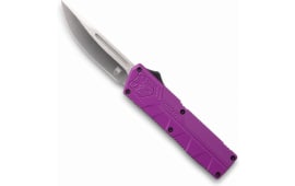CobraTec Knives PURCTLWDNS Lightweight  3.25" OTF Drop Point Plain D2 Steel Blade/Purple Aluminum Handle Includes Pocket Clip