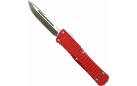 CobraTec Knives MKRMDNS Mini Mamba  2.25" OTF Drop Point Plain D2 Steel Blade/Red Aluminum Handle Includes Pocket Clip