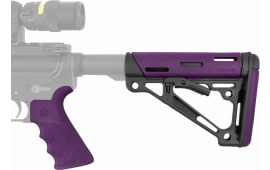 Hogue 15655 OverMolded 2-Piece Kit Purple OverMolded Rubber Black Synthetic Collapsible for AR-15, M16, M4