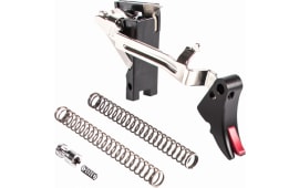 Zev Technologies FULADJDRP9BR Adjustable Fulcrum Trigger For Glock 17/17L/17C/19/19C/26/34 6061-T6 Aluminum/Stainless Steel Black/Red