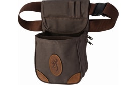 Browning 121388692 Lona Shell Pouch Flint Canvas Body w/Brown Leather Accents Adjustable