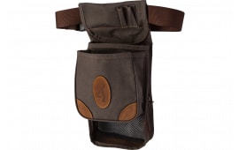 Browning 121388693 Lona Deluxe Shell Pouch Flint Canvas Body w/Brown Leather Accents Adjustable