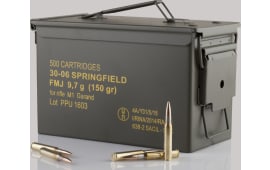 PPU PP3006GMC Standard Rifle 30-06 Springfield 150 gr Full Metal Jacket (500 rds Sold by case) - 500rd Case