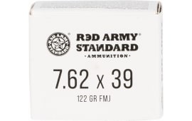 Red Army Standard 7.62x39 Ammunition, 122 Gr. FMJ, Laquer Coated, Steel Case, Non-Corrosive - 20 Round Box Mfg # AM3092 