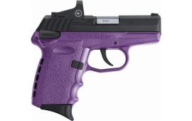 SCCY CPX-1CBPURD 9mm Semi-Auto Pistol - Black Slide Purple Grip, RD Dot 10 Round. Complete With Optic