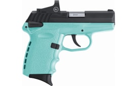 SCCY CPX-1CBSBRD 9mm Semi-Auto Pistol, Black Slide Sky Blue Grip, Red Dot 10 Round - With Optic