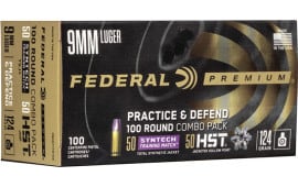 Federal P9HST1TM100 Practice & Defend 9mm Luger 124 gr HST/Synthetic - 100rd Box