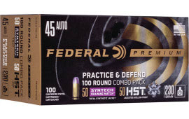Federal P45HST2TM100 Practice & Defend 45 ACP 230 gr HST/Synthetic - 100rd Box