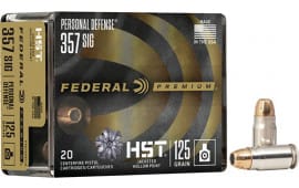 Federal P357SHST1S Premium Personal Defense 357 Sig 125 gr HST Jacketed Hollow Point - 20rd Box