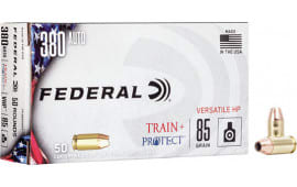 Federal TP380VHP1 Train + Protect 380 ACP 85 gr Jacketed Hollow Point (JHP) - 50rd Box