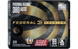 Federal P380HSD1 Premium Personal Defense 380 ACP 99 gr Hydra-Shok Deep Hollow Point - 20rd Box