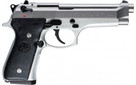 Beretta JS92F520MLE 92 DA/SA 9mm 4.9" Barrel (3) 15rd Mags Black Synthetic Grips - Inox Finish