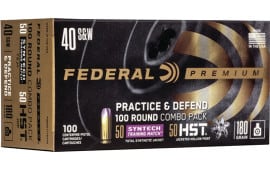Federal P40HST1TM100 Practice & Defend 40 S&W 180 gr HST/Synthetic - 100rd Box