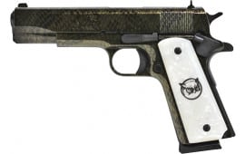 Iver Johnson Arms 1911A1WATERMOCCASIN 1911 A1 Government 70 Series 45 ACP 5" 8+1 Water Moccasin Snakeskin White Pearl Grip