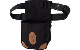 Browning 121388992 Lona Shell Pouch Black Canvas Body w/Tan Leather Accents Adjustable
