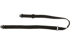 Tac Six 8913 Paraflex Sling made of Black Elastic with 30"-40" OAL, 1.25" W, Paracord Design & 2 Swivels for Rifle/Shotgun