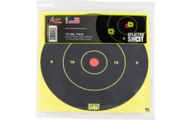 Pro-Shot 12BGREENTG12PK SplatterShot  12" Bullseye Hanging Heavy Paper Black/Red Impact Enhancement Yes White 12 PK