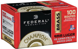 Federal WM51991 9mm Brass 115 FMJ - 100rd Box