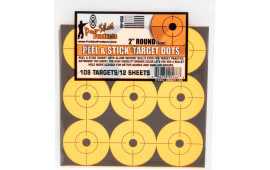 Pro-Shot 2RDOT108 Peel & Stick Target Dots Orange Self-Adhesive Paper No Impact Enhancement 2" Dot 108 Targets/12 Sheets