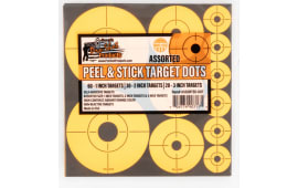 Pro-Shot ASSORTEDDOT Peel & Stick Target Dots Orange Self-Adhesive Paper No Impact Enhancement Dot 1"- 60/2"- 30/3"- 20 Targets
