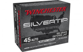 Winchester Ammo W45AST Silvertip 45 ACP 185 gr Silvertip Jacket Hollow Point - 20rd Box