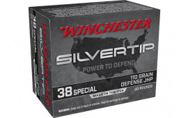 Winchester Ammo W38ST Silvertip 38 Special 110 gr Silvertip Jacket Hollow Point - 20rd Box