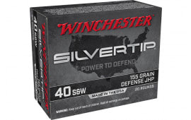 Winchester Ammo W40SWST Silvertip 40 S&W 155 gr Silvertip Jacket Hollow Point - 20rd Box