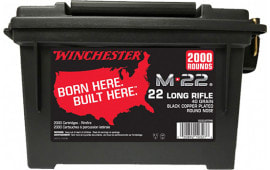 Winchester Ammo S22LRTPB M-22 22 LR 40 gr Black Copper Plated Round Nose (Bulk) - 2000rd Box