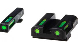 HiViz GLN325 LiteWave H3 Set 3-Dot Tritium with LitePipe Technology Green Front & Rear Black Frame for Most Glock Gen1-5 (Except 42,43)