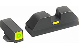 AmeriGlo GL615 CAP Night Sight For Glock 20/21/29/30/31/32/36 Tritium Green w/Lime Outline Steel Black
