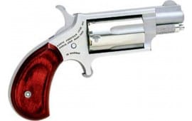 North American Arms Mini Revolver 1 1/8" Barrel .22 WMR 5 Round Cylinder - Red/Black Grips - NAA22MSGRB