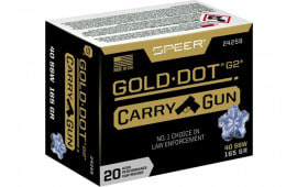 Speer Ammo 24259 Gold Dot Carry Gun 40 S&W 165 gr Hollow Point (HP) - 20rd Box