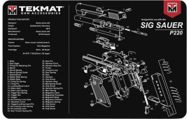 TekMat TEKR17SIGP220 Sig Sauer P220 Cleaning Mat Black/White Rubber 17" Long Sig P220 Parts Diagram