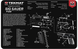 TekMat TEKR17SIGP250 Sig Sauer P250 Cleaning Mat Black/White Rubber 17" Long Sig P250 Parts Diagram