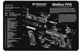 TekMat TEKR17WALPPQ Walther PPQ Cleaning Mat Black/White Rubber 17" Long Walther PPQ Parts Diagram